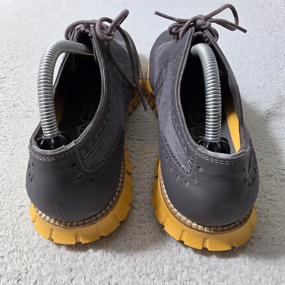 Cole Haan Zerogrand Wingtip Oxford Mens 10.5‎ Grey Yellow Brogue C23737